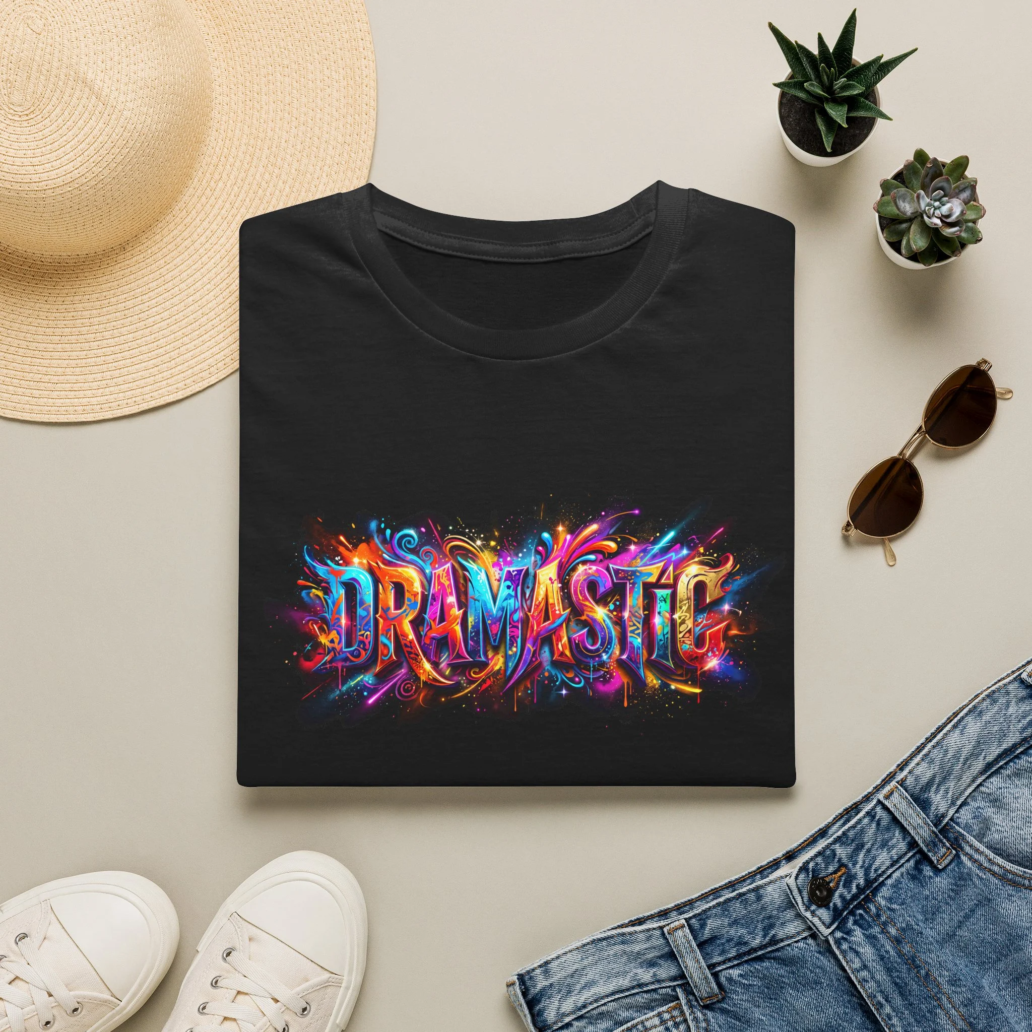 Dramastic Colorful Graphic T‑Shirt — Vibrant Statement Tee - Image 2