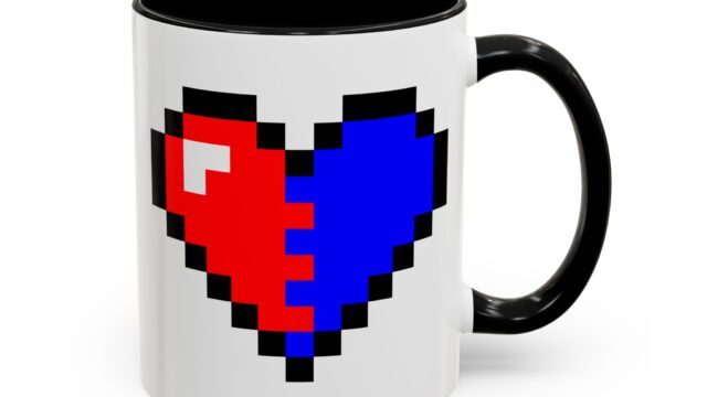 Beating As One | Pixel Heart Accented Coffee Mug