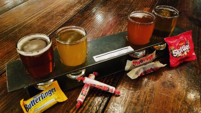 Beer and candy pairing! Because adult Halloween is awesome.