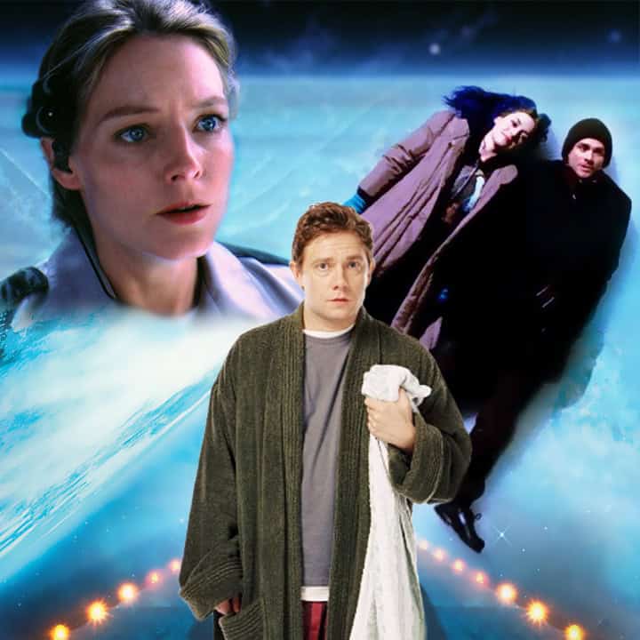 Scene from a sci-fi movie featuring characters in space-themed setting.