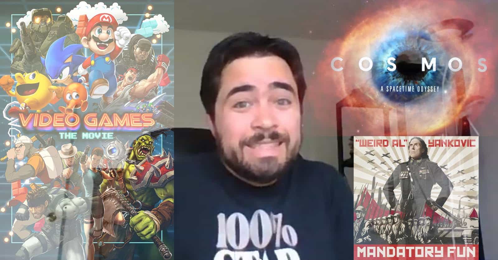 Diverse collection of video game characters and movie posters showcasing gaming and cinematic entert.